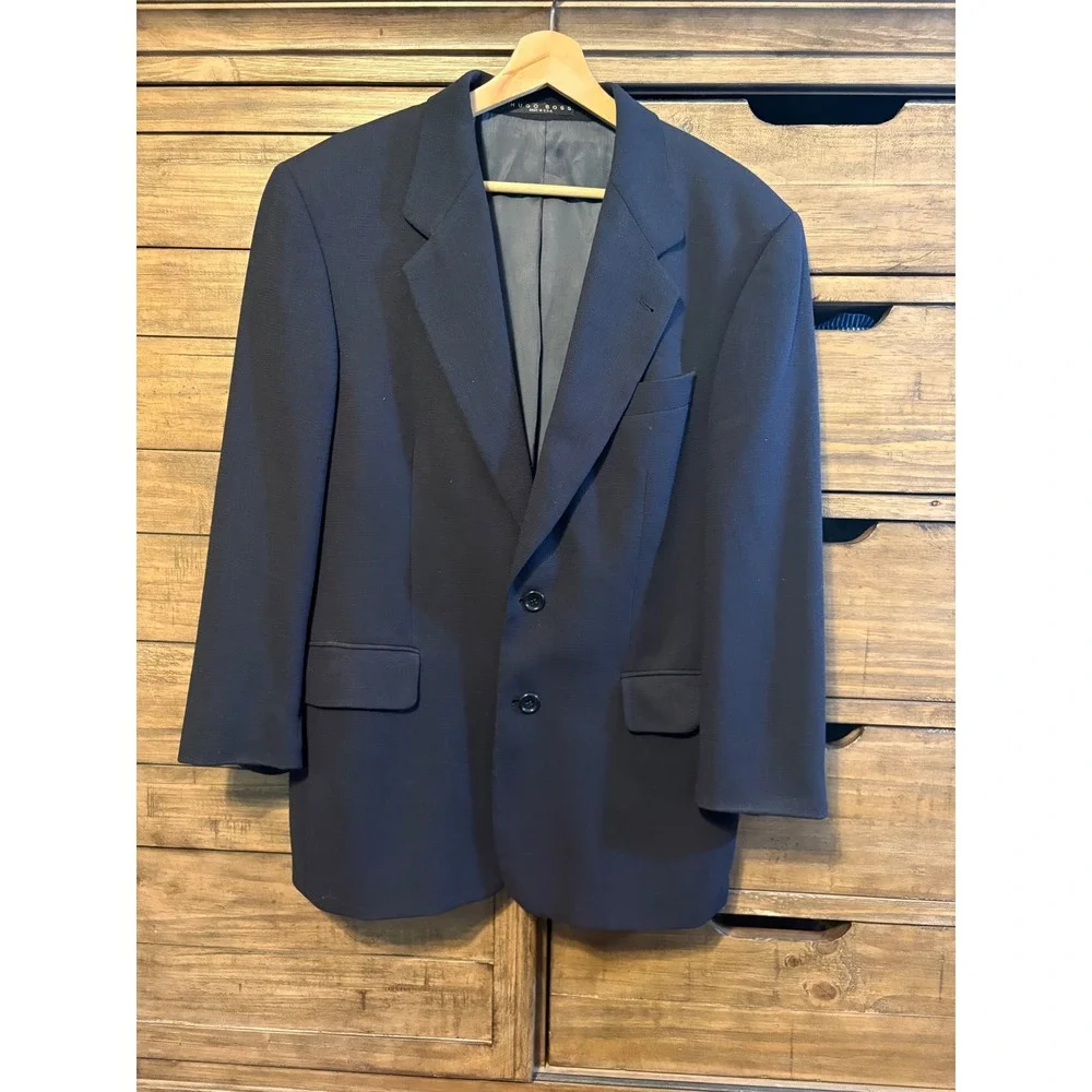 Hugo Boss Mens 38S Navy Wool Blazer Sport Coat Cerruti Superissimo 100s